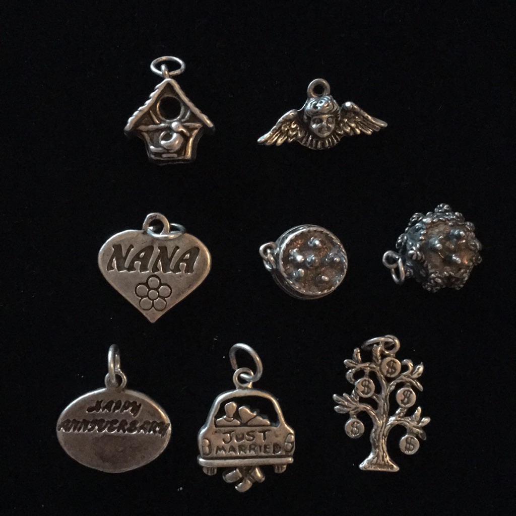 - 8 Vintage Solid Sterling Silver 925 Charms Bundle Lot